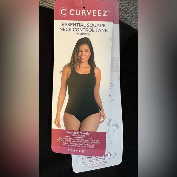 NWT Curveez Essential Square Neck Control Tank, Size XL (14/16), Black - Picture 8 of 10